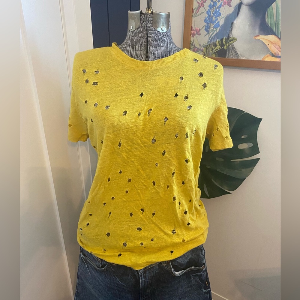 IRO Yellow Linen Short Sleeve Tee